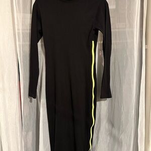Missguided Black Rib Chunky Contrast Zip Midi Dress